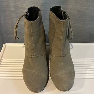 Toms Desert Taupe Suede Wedge Bootie
